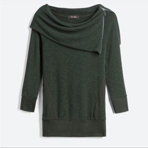 Laila Jayde women’s large, green cowl neck sweater with 3/4 sleeves